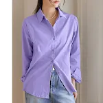 Blusa donna elegante manica lunga stile francese, puro cotone, perfetta per un look sofisticato e confortevole in ogni occasione. — foto 4