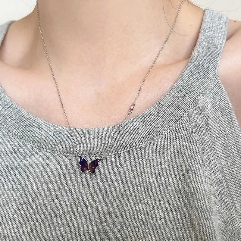 Colar de borboleta com mudança de cor prateado S925 Joias de moda e novidade para um toque único e elegante em seu visual — foto 10