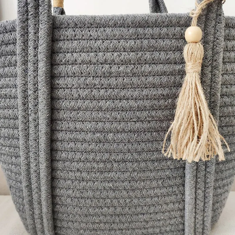 Damesmode simpele en veelzijdige katoenen touw geweven tas, perfect voor dagelijks gebruik, lichtgewicht en stijlvol. — foto 3