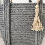 Damesmode simpele en veelzijdige katoenen touw geweven tas, perfect voor dagelijks gebruik, lichtgewicht en stijlvol. — foto 3