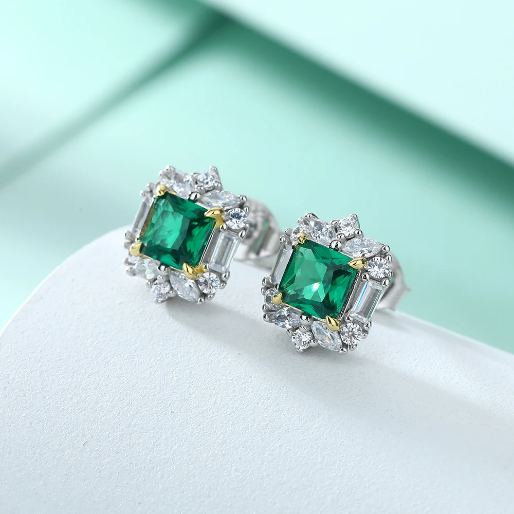 Brincos de stud femininos em prata 925 com zircônia em forma de coração e coroa, joia elegante e brilhante. — foto 3