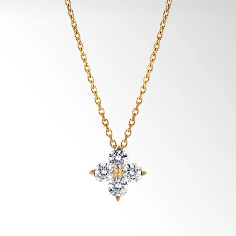 Pingente de diamante Star Flower Uma joia deslumbrante. Design floral elegante para um brilho único. Perfeito para ocasiões especiais. Adicione elegância ao seu visual. — foto 2