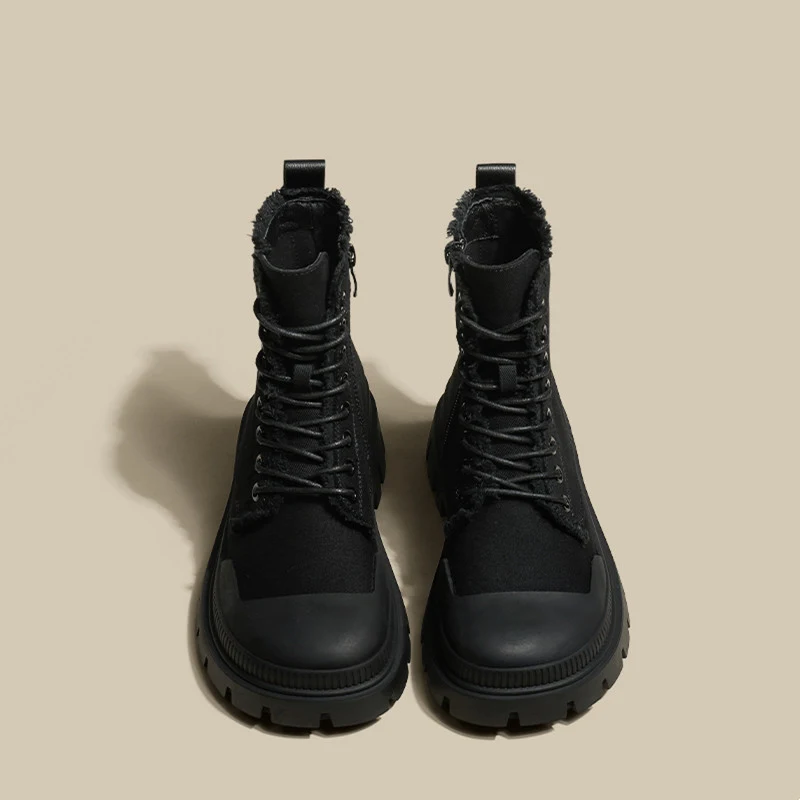 Trendy Cool Thick-soled And Thin Niche Stitching Motorcycle Boots — photo 3