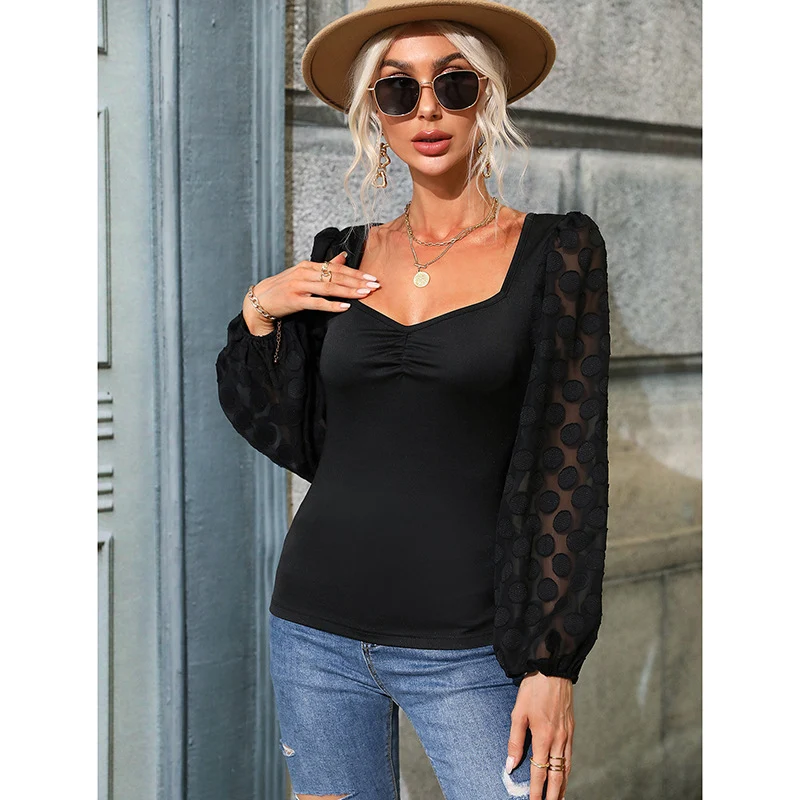 Title 4, Womens Square Collar Lace Sexy Top