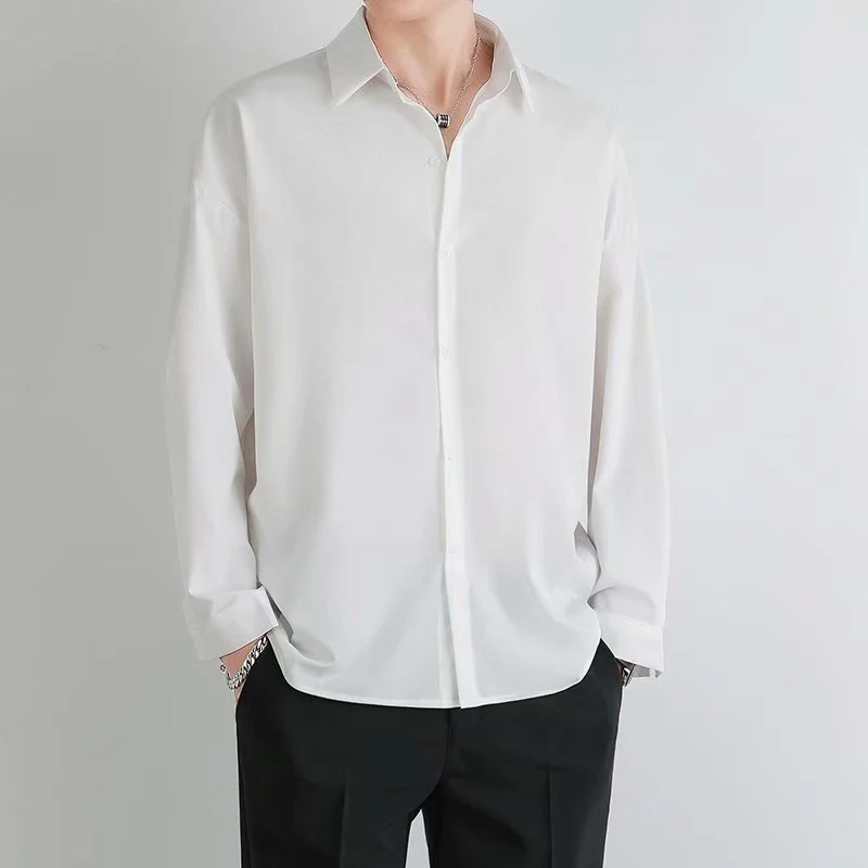 Men's Ice Silk Drape Long Sleeved Loose Casual Shirt, providing comfortable and breathable wear, perfect for everyday ca — photo 1