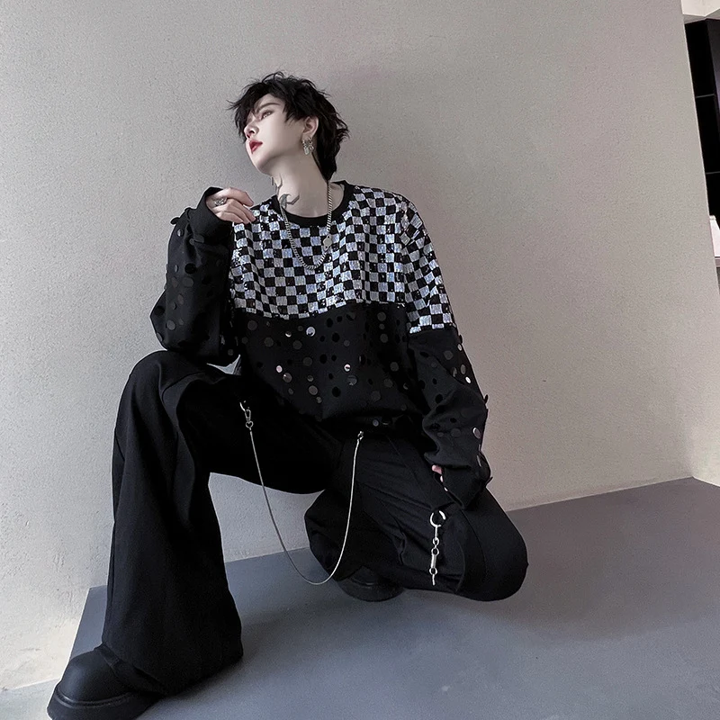 Zware Patchwork Trui met Pailletten Borduursel voor een Opvallende Look. Unieke Stijl en Maximaal Comfort. Perfect voor de Modebewuste. — foto 4