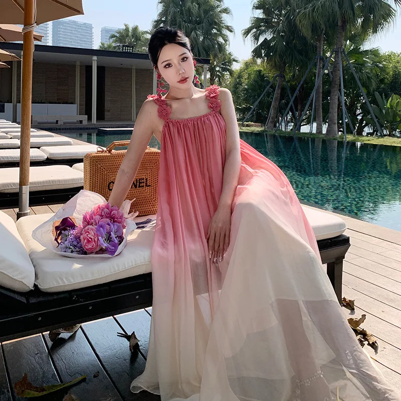 Title 2, Photography Beach Seaside Gradient Sling Silk D...