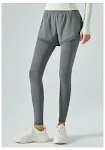 Leggings de malha de duas peças falsas, cintura alta elástica, anti-exposição, ideais para exercícios e uso diário, modelam e garantem conforto — foto 5