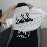 Camisetas de manga corta para pareja hip-hop de la calle, diseño fúnebre, estilo urbano y moderno, perfectas para un look impactante y conmemorativo. — foto 2