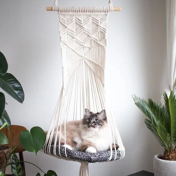 Hand-woven cat hammock, universal vibrato net, hanging basket, pet swing C-01, Ins style, offering comfort and a playful — photo 9