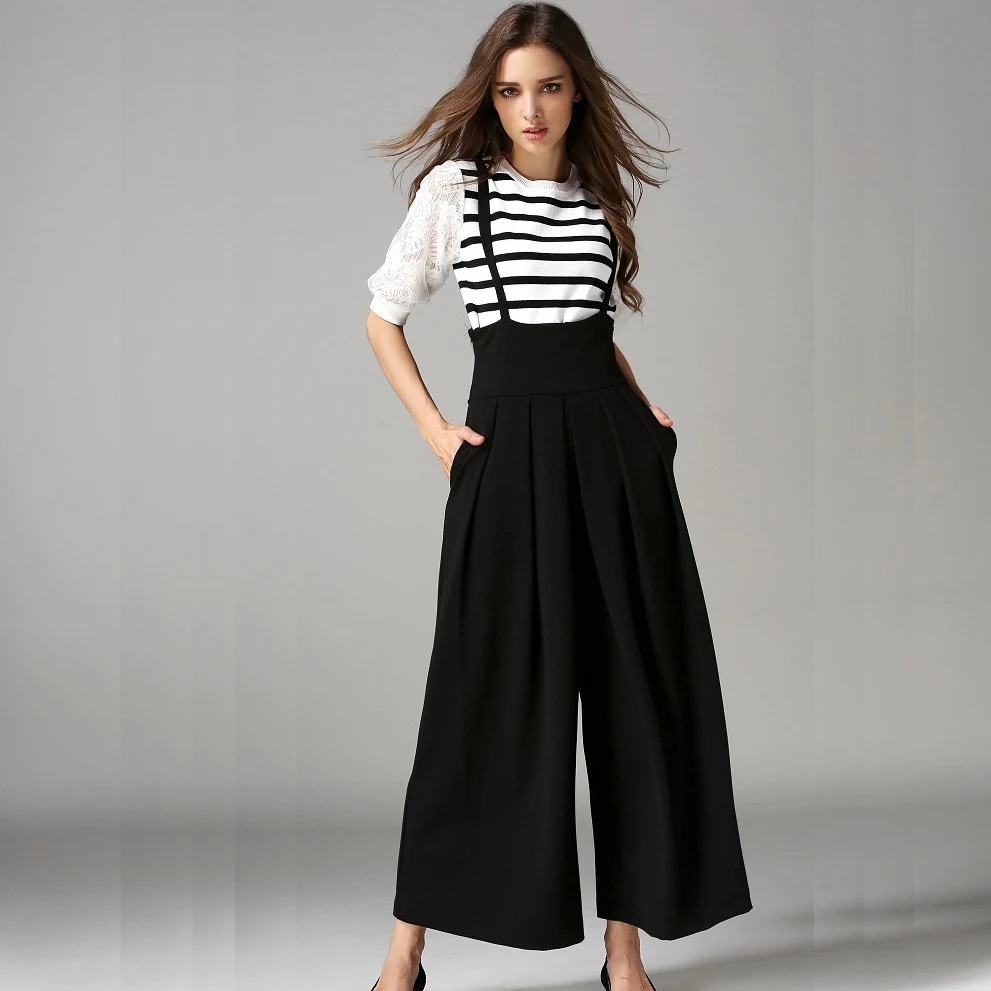 Title 4, Cropped Suspenders Wide-Leg Pants — Effortless ...