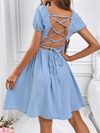 Title 4, Elegant Backless Square Meters Dress Women