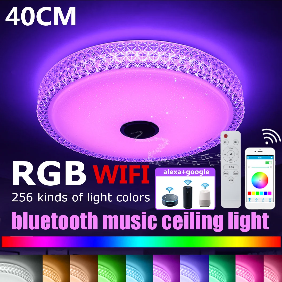 Modern simple round acrylic bedroom ceiling light with Music Tmall Elf remote control, offering convenient and stylish l — photo 5
