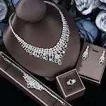 Conjunto de acessórios de casamento AAA Zircônia Colar, brincos, anel e pulseira Brilho nupcial completo e sofisticado — foto 14