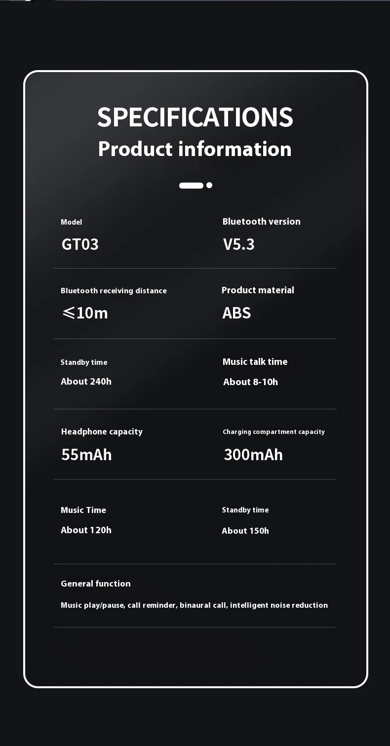 Title 6, Open Bluetooth Headset GT03 Hanging Ear Non in-...