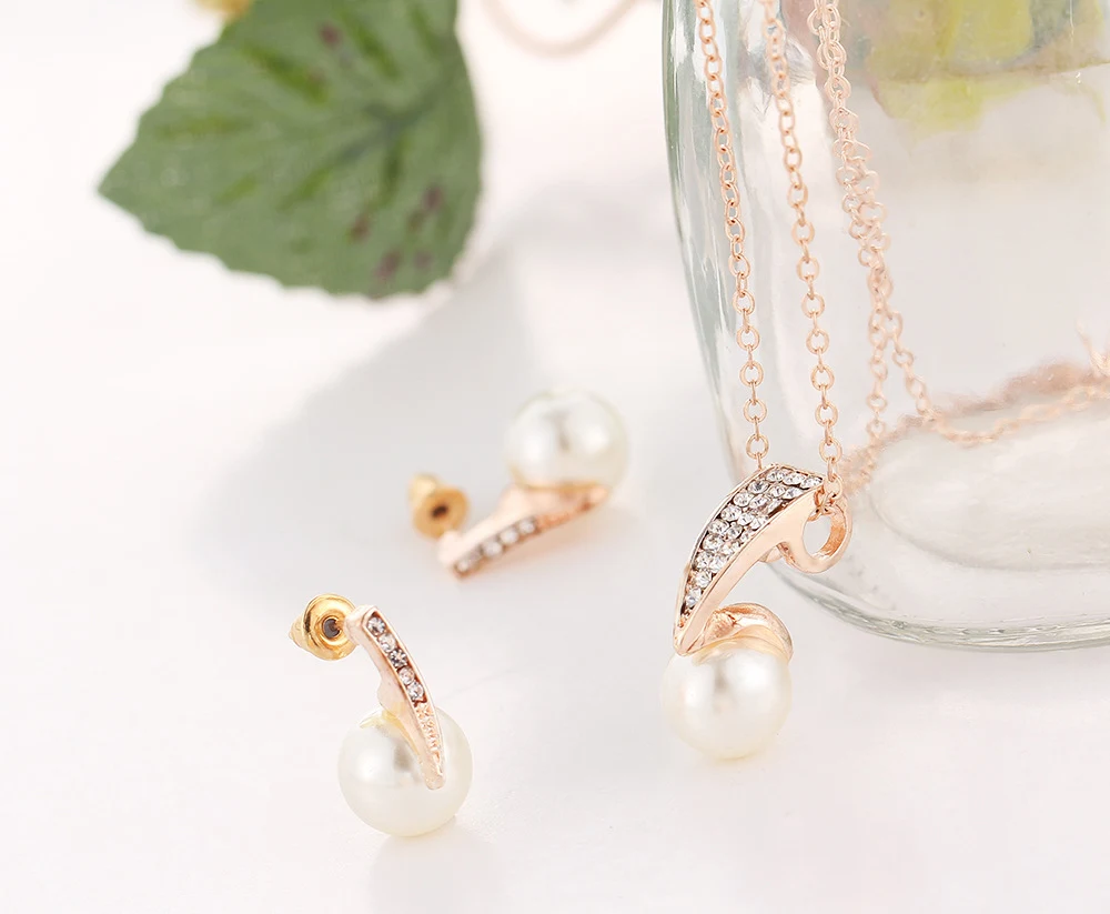 Title 6, Conjunto de colar de 2 peças com pérolas sintét...