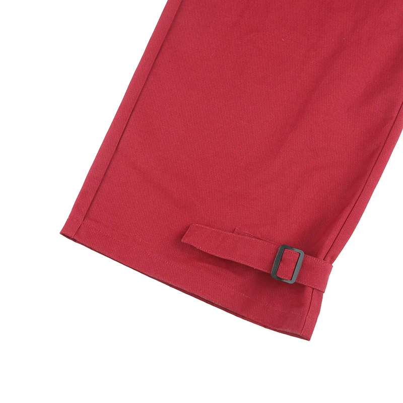 Title 10, Hip Hop Wide Belted Red Cargo Pants for Men. Ex...