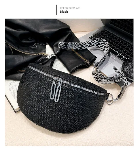 Title 6, Bolsa crossbody feminina com zíper, textura e f...