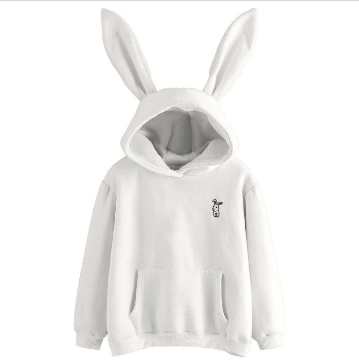 Women's casual hooded loose fleece rabbit sweater top, comfortable and stylish, perfect for everyday wear and cozy relax — photo 1