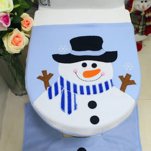 Title 1, Blaue Schneemann Toilettensitzbezug für Weihnac...