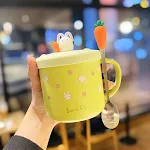 Soft and Cute Girl Heart Mug with Spoon and Lid for Home. Enjoy your favorite drinks with this adorable and functional m — photo 3