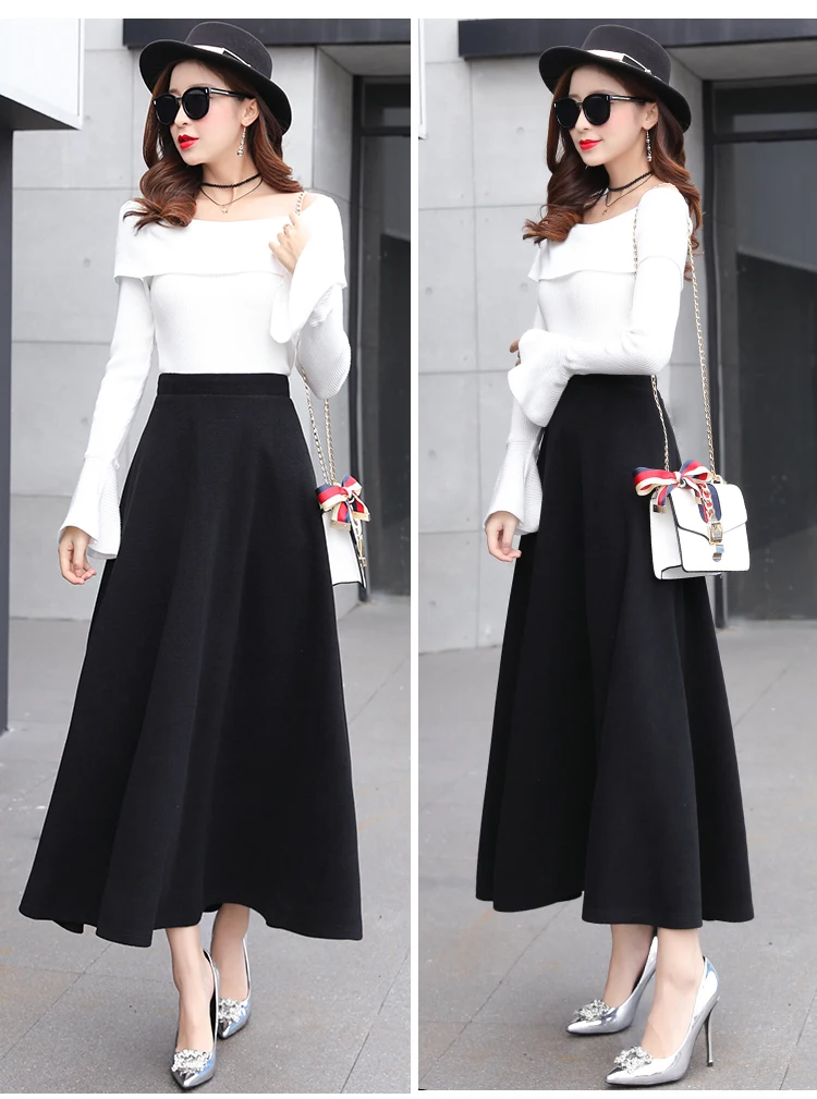 Dick wollene Rock für Damen. Hält warm und sieht elegant aus. Perfekt für kalte Tage und stilvolle Outfits. — foto 8