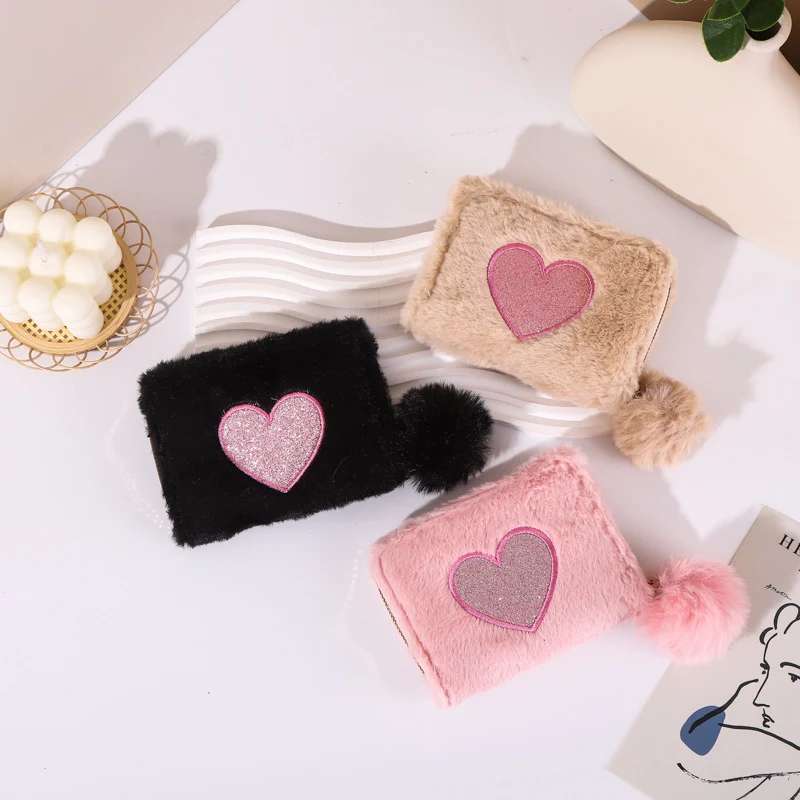Plush Coin Purse Love Embroidered Zipper — photo 7