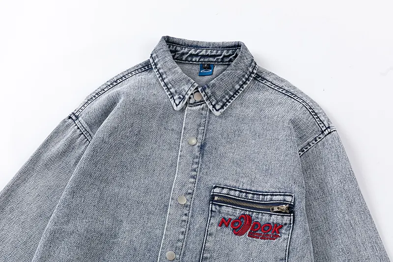 Washed Old Cowboy Shirt Coat Men's Street – Durable and Stylish, Perfect for Everyday Wear, Classic Design with a Modern — photo 12