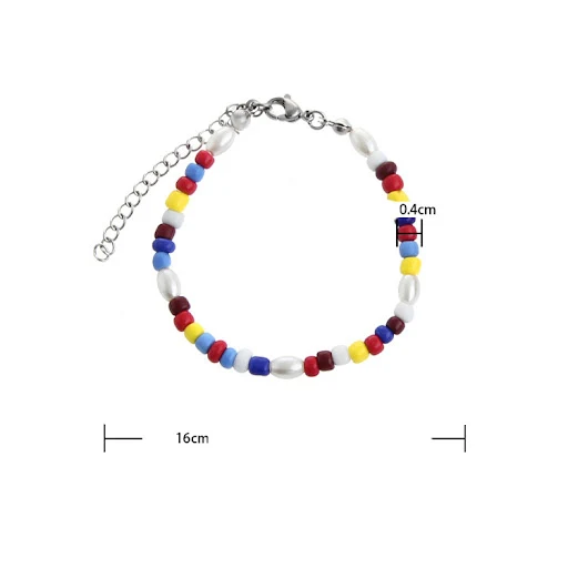 Title 1, Pulseira de camada dupla com miçangas coloridas...