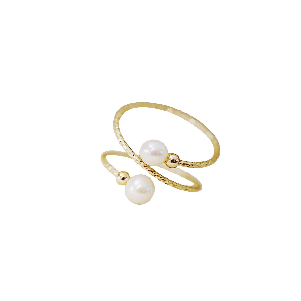 Anel Little Fairy de ouro 14K com pérola de água doce, um presente elegante e atemporal para ela, perfeito para uso diário ou ocasiões especiais, um toque de sofisticação. — foto 3
