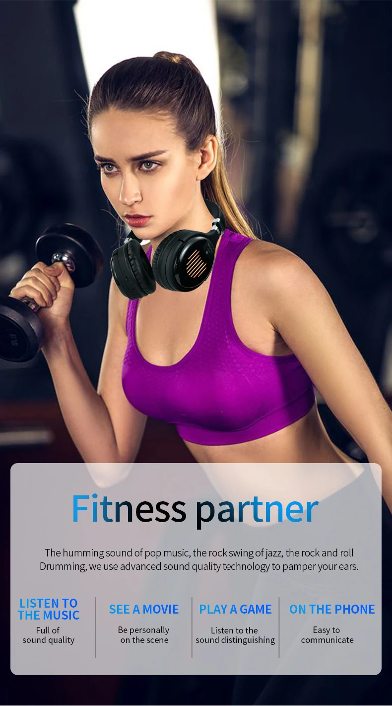 Title 6, Folding stereo wireless headset. Experience hig...