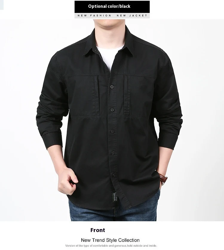Macacão de algodão masculino Manga comprida Camisa Conforto e durabilidade para trabalho e lazer Peça versátil para atividades ao ar livre e uso diário — foto 2