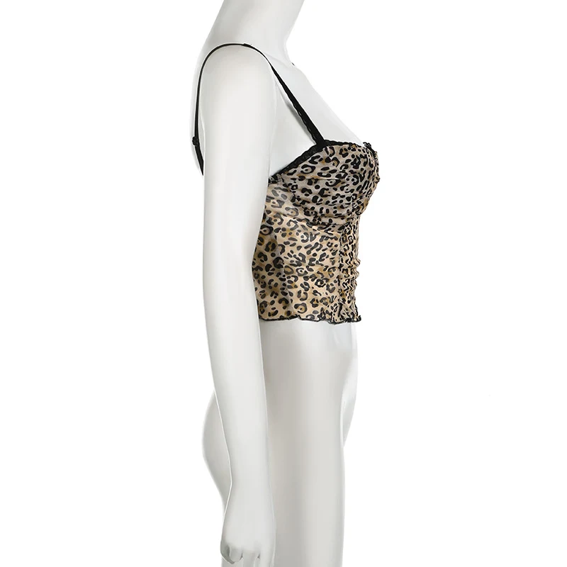 Title 16, Street Style Leopard Bow Lace Splicing Sling Dr...