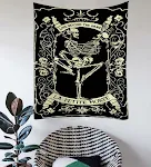 Tapeçaria de Caveira Decoração para Casa Fundo de Tecido Arte de Parede Decoração de Quarto Sala de Estar Fácil de Pendurar e Lavar — foto 15
