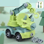 Brinquedo de Carro Dinossauro Desmontável Infantil Tiranossauro Rex Escavadeira Estimula a Criatividade e Habilidades Motoras — foto 4