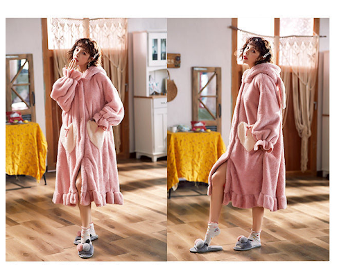 Title 5, Home Coral Fleece Long Thick Warm Womens Pajamas