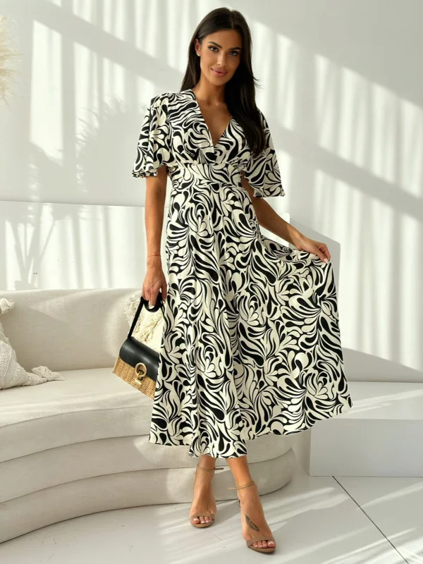 Title 6, Fashion Digital Mid-length Wide Hem Printed Dress