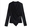 Top Women's Cross Collar Small Shirt Outer Wear Tight Waist Western Style All-matching Cover Belly Mother — photo 11