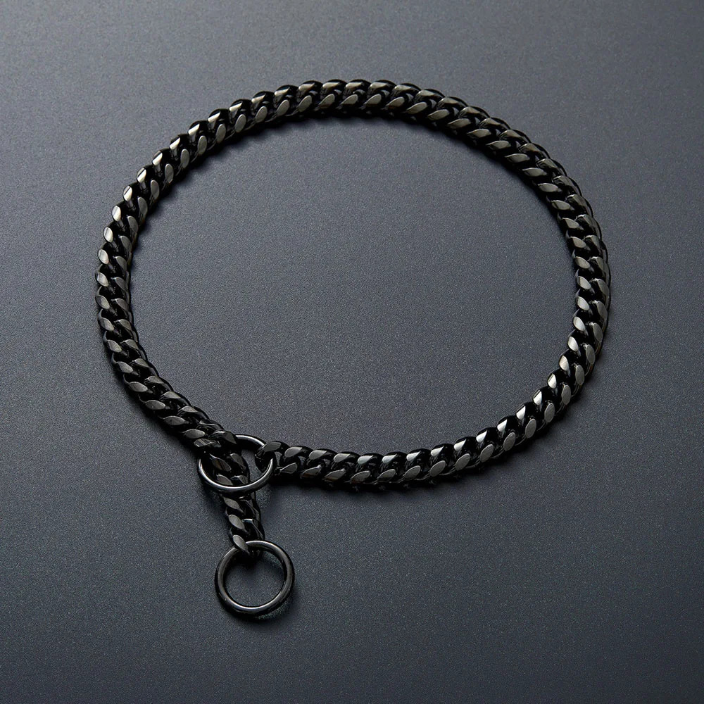 Title 10, Dog Chain Collar Black Gold 10MM Cuban Link Dog...