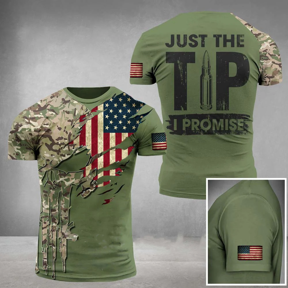 Title 3, Militär 3D-T-Shirt Herren Streetstyle Kurzarm O...