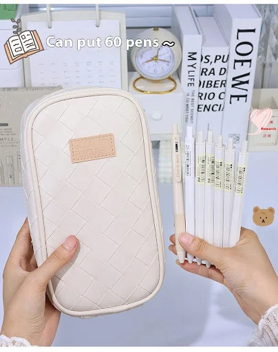 Title 5, Simple Large Capacity Woven Diamond Plaid Penci...