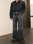 Calça jeans reta vintage de alta gramatura, casual, para homens que buscam conforto e durabilidade em um visual clássico e estiloso. — foto 6
