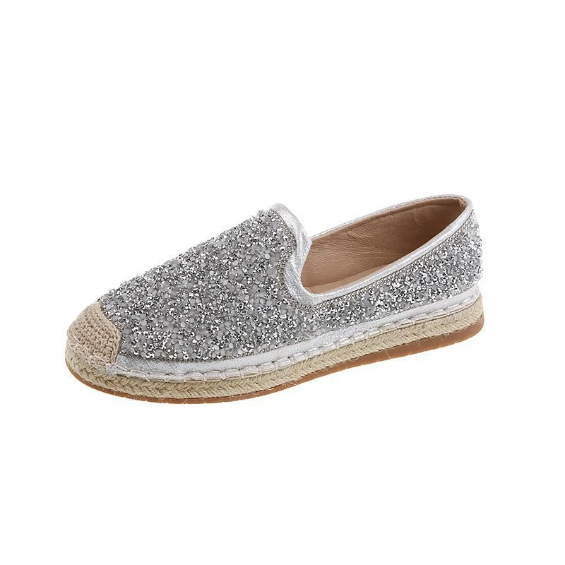 Women's One-Pedal Rhinestone Woven Fisherman Shoes. Comfortable, stylish design for easy walking, these shoes offer effo — photo 2