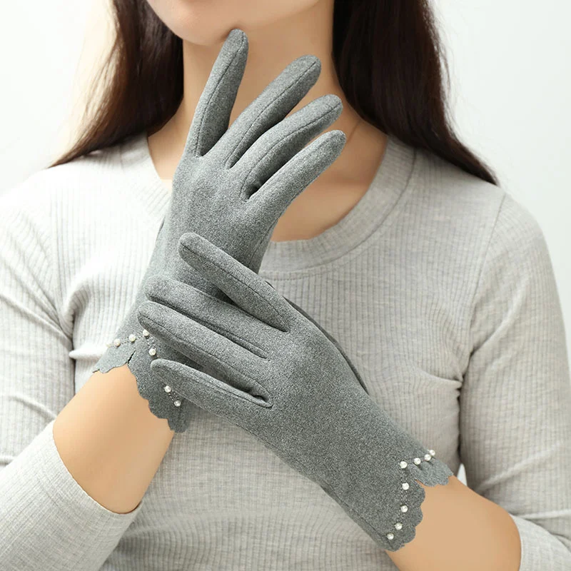 Luvas femininas outono e inverno finas, quentes e à prova de frio com tela sensível ao toque. Conforto e praticidade no frio. — foto 14