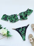 European and American Retro Print Ruffled Swimsuit offers a vintage style, comfortable fit, and stylish look for your be — photo 7
