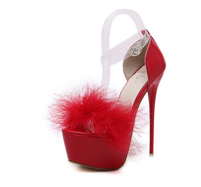 Vrouwen stiletto's met platform, waterdicht, met bont, hoge hakken voor de nachtclub. Perfecte schoenen voor een avondje uit. — foto 6