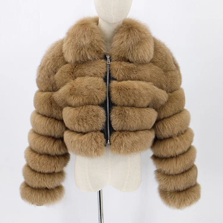 Title 10, Womens Fur Coat Fox Fur Stitching Short Lapel ...
