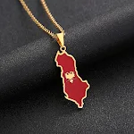 Colar masculino de aço inoxidável com mapa da Albânia, design moderno. Expresse seu orgulho albanês com este colar elegante e resistente. — foto 4