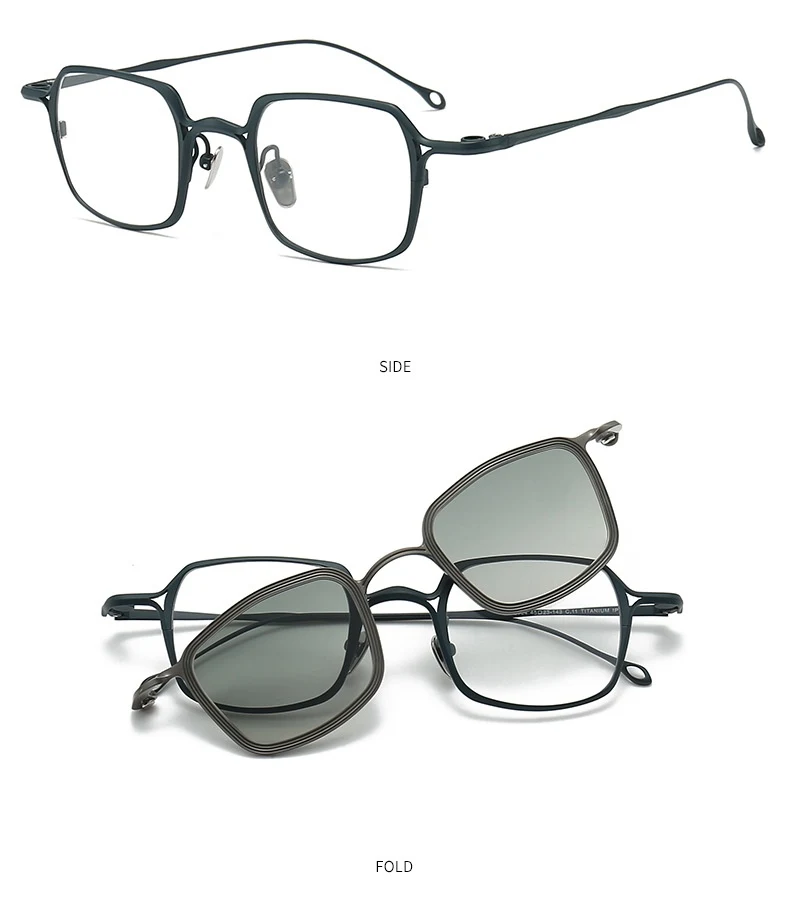 Title 15, Niche Square Clip Pure Titanium Myopia Sunglass...