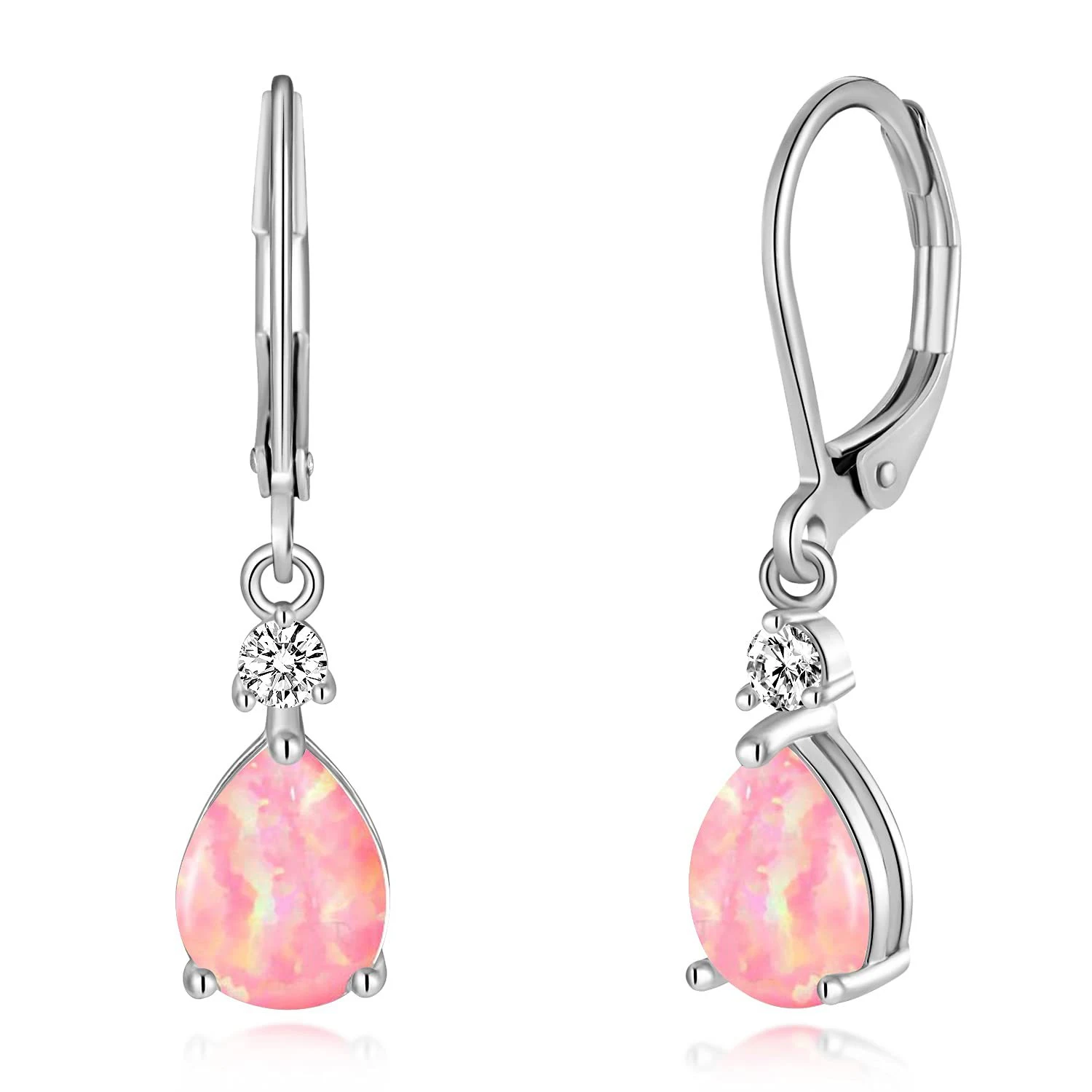 Orecchini a goccia con opale bianco, eleganti e raffinati, un accessorio perfetto per illuminare il tuo viso con un tocco di luce naturale. — foto 3